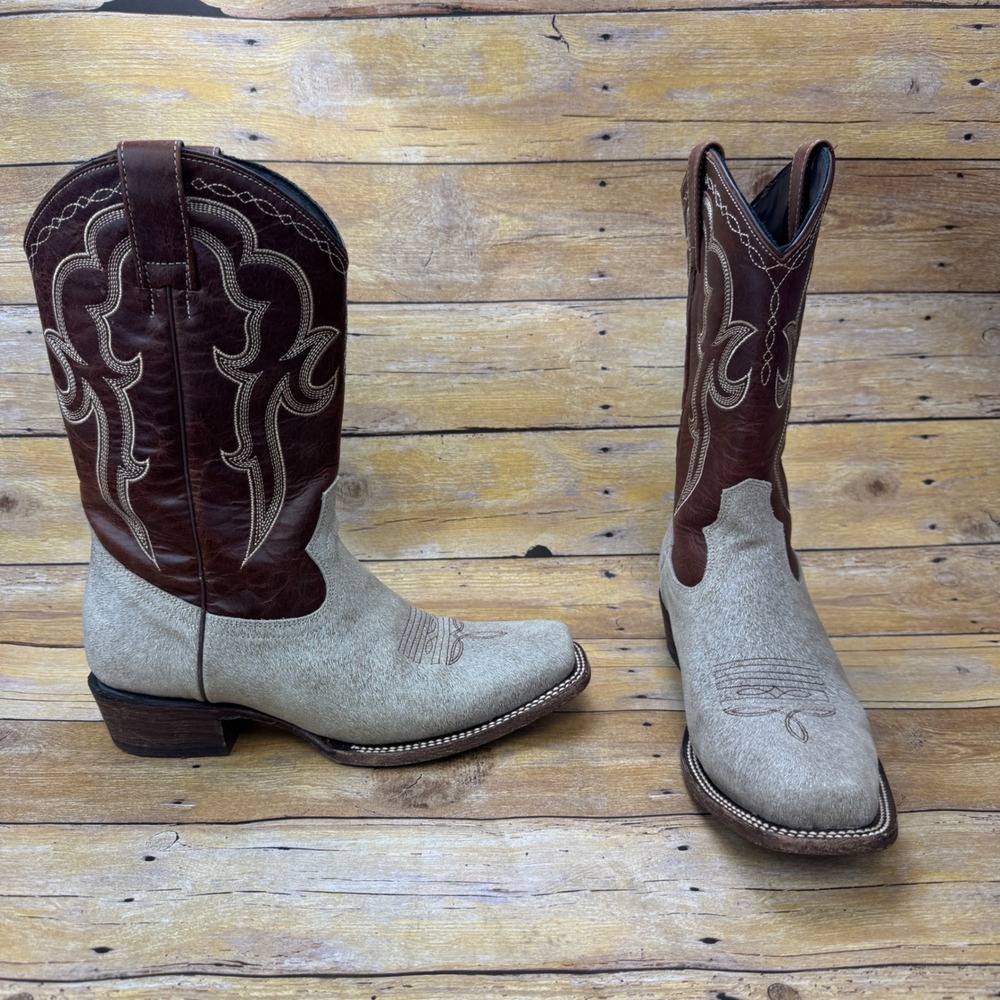 J.B. Dillon Men's 11 B Narrow Bullhide Suede Leather Square Toe Western JBR 7008